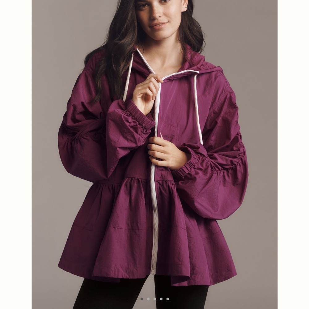 Anthropologie Daily Plum Peplum Windbreaker Jacket
